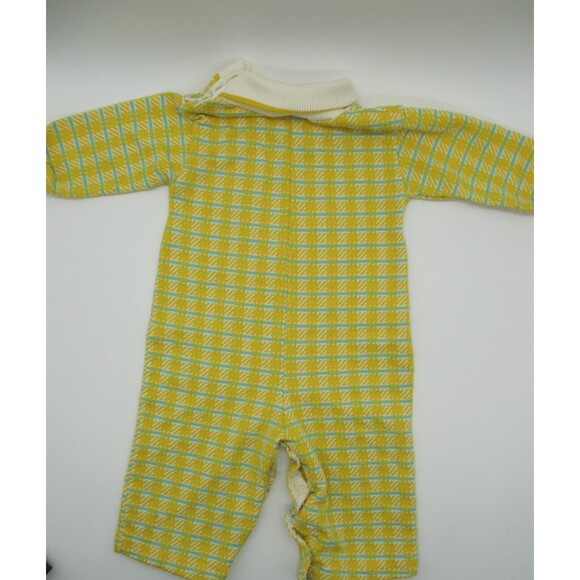 Adorable Vintage Healthtex Gold & Blue Plaid Romper Pants 12 Month Baby Unisex - Picture 4 of 8